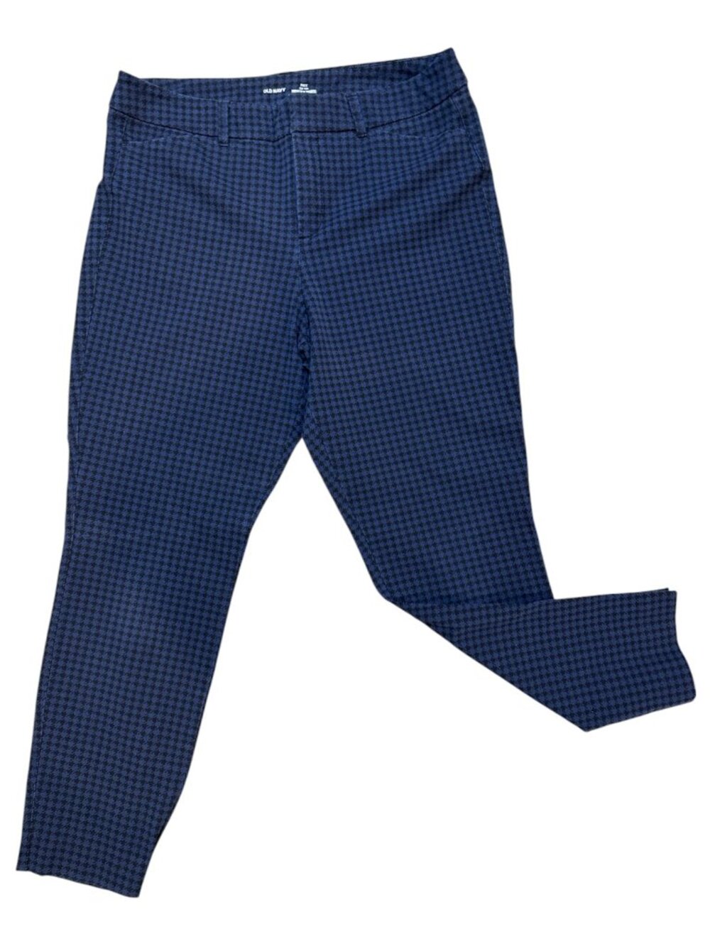 Old Navy Sz 12 Blue & Black Houndstooth Pixie High Rise Ankle Stretch Pants